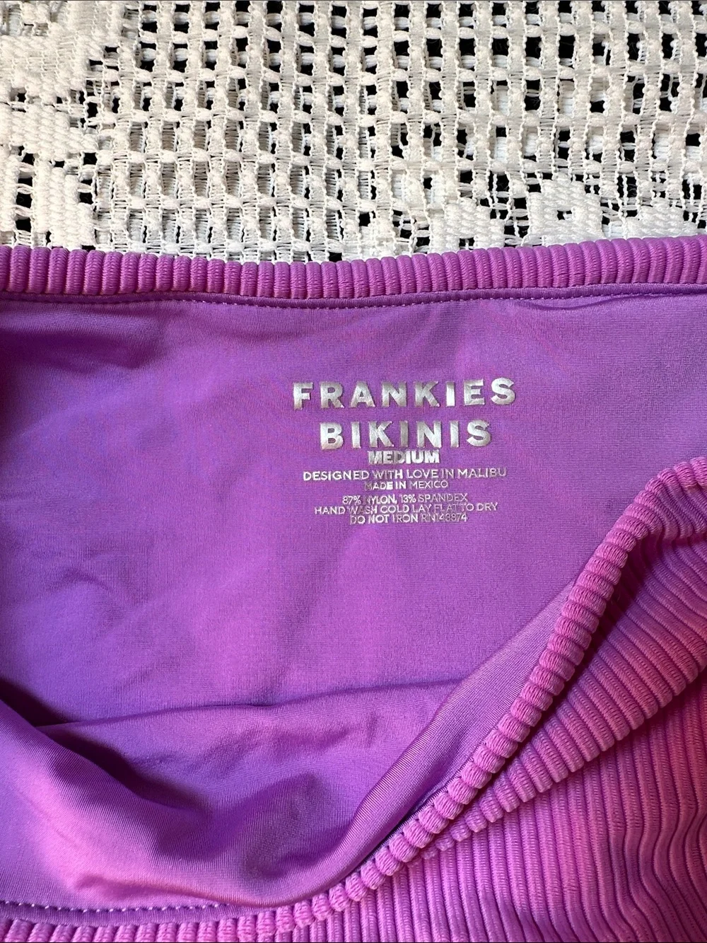 Frankie’s Bikinis Vibrant Purple Ribbed Cheeky‎ High Waist Bottom